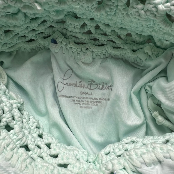 Frankie's Bikinis Blue and White Crochet Swimsuit - Picture 5 of 6